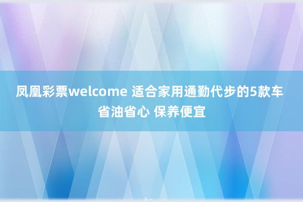 凤凰彩票welcome 适合家用通勤代步的5款车 省油省心 保养便宜