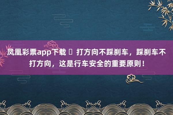 凤凰彩票app下载 ​打方向不踩刹车，踩刹车不打方向，这是行车安全的重要原则！