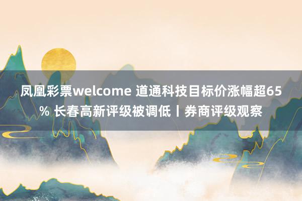 凤凰彩票welcome 道通科技目标价涨幅超65% 长春高新评级被调低丨券商评级观察