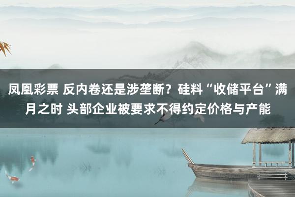 凤凰彩票 反内卷还是涉垄断？硅料“收储平台”满月之时 头部企业被要求不得约定价格与产能