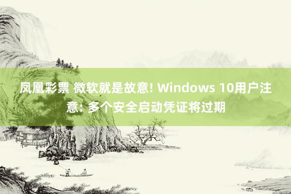 凤凰彩票 微软就是故意! Windows 10用户注意: 多个安全启动凭证将过期