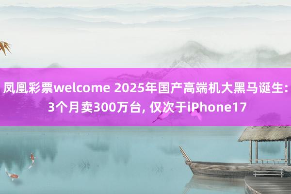 凤凰彩票welcome 2025年国产高端机大黑马诞生: 3个月卖300万台， 仅次于iPhone17