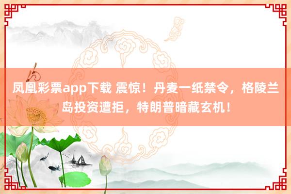 凤凰彩票app下载 震惊！丹麦一纸禁令，格陵兰岛投资遭拒，特朗普暗藏玄机！