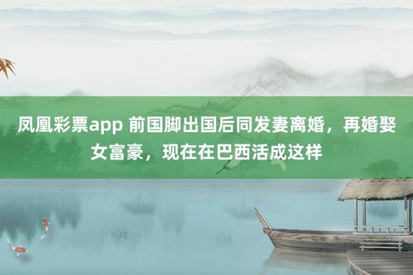 凤凰彩票app 前国脚出国后同发妻离婚，再婚娶女富豪，现在在巴西活成这样