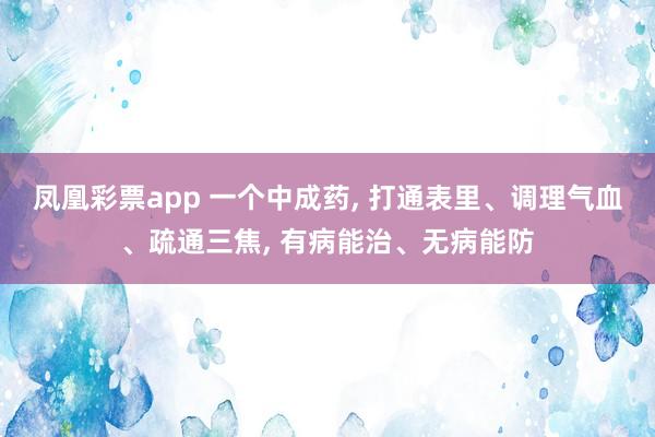 凤凰彩票app 一个中成药， 打通表里、调理气血、疏通三焦， 有病能治、无病能防