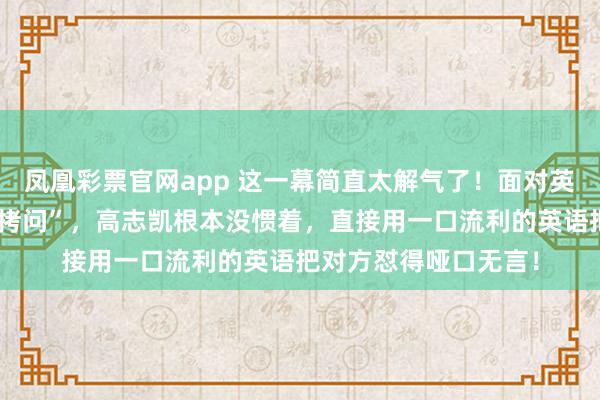 凤凰彩票官网app 这一幕简直太解气了！面对英国名记咄咄逼人的“拷问”，高志凯根本没惯着，直接用一口流利的英语把对方怼得哑口无言！