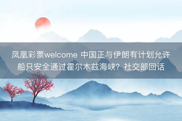 凤凰彩票welcome 中国正与伊朗有计划允许船只安全通过霍尔木兹海峡？社交部回话